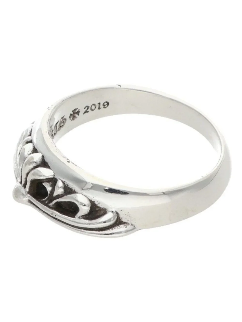 Chrome Hearts Half Clsc Flrl Crs Silver Ring